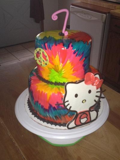 Tie Dye Hello Kitty cake - Cake by Chrissa's Cakes