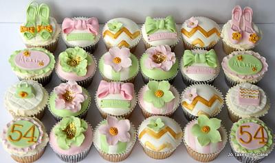 Pink, Green, Gold cupcakes - Cake by Jo Finlayson (Jo Takes the Cake)