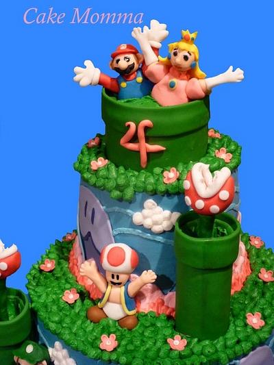 Princess Peach World and Mario - Cake by cakemomma1979
