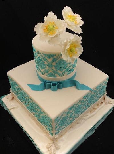 Teal Damask Cake - Cake by Sugarpixy
