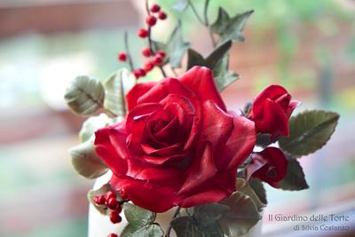 Red Rose bouquet for Christmas - Cake by Silvia Costanzo