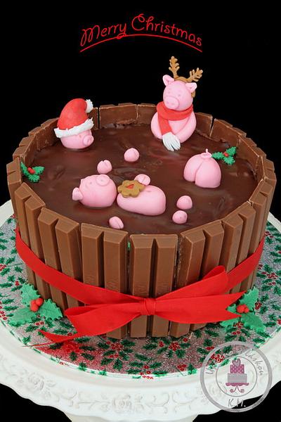 Piggies in the Mud Having Christmas Party :-) - Cake by Tynka