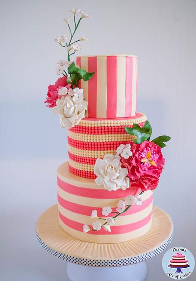 Ivory and Rose Pink Wedding - Cake by Veenas Art of Cakes 