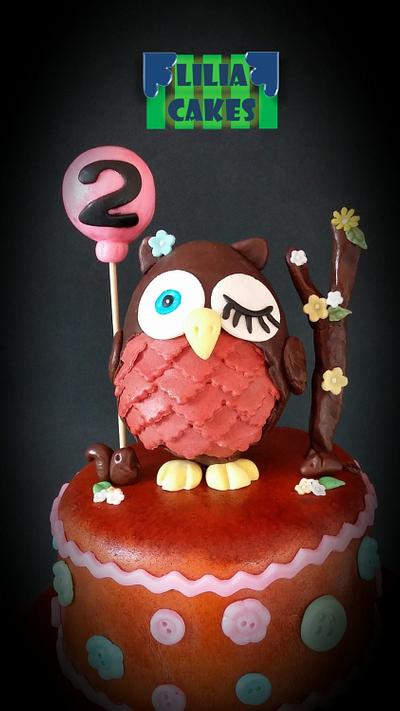 Owl and buttons Cake - Cake by LiliaCakes