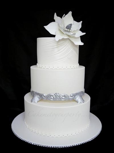 White Poinsettia Wedding Cake - Cake by Leah Jeffery- Cake Me To Your Party
