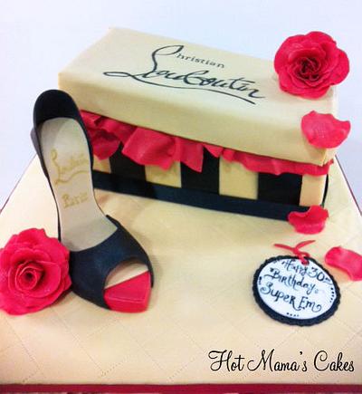 Louboutin shoe box and heel cake - Cake by Hot Mama's Cakes