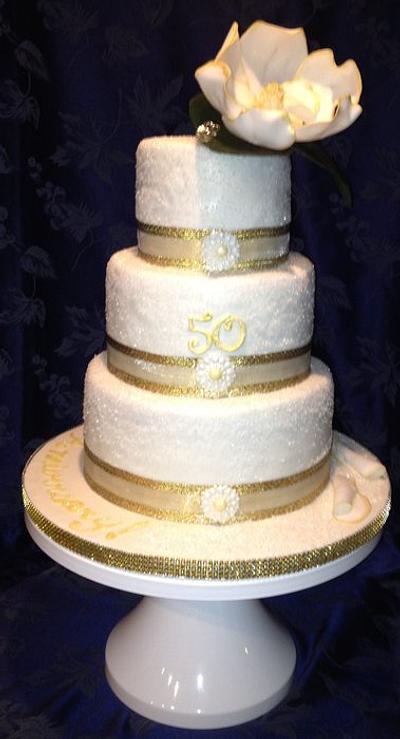 50th Anniversary Celebrations Cake with Magnolia - Cake by Saskia Beaton