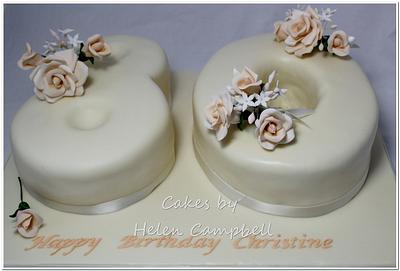 80th birthday cake with roses - Cake by Helen Campbell