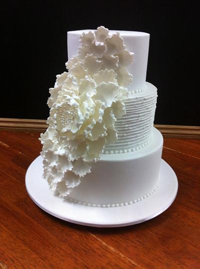 Cascading peony wedding cake  - Cake by CakesAnnietime