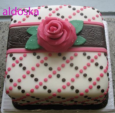 Polka dots and rose - Cake by Alena