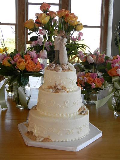 Beach Wedding Cake with Willow Tree cake topper - Cake by Donna Tokazowski- Cake Hatteras, Martinsburg WV