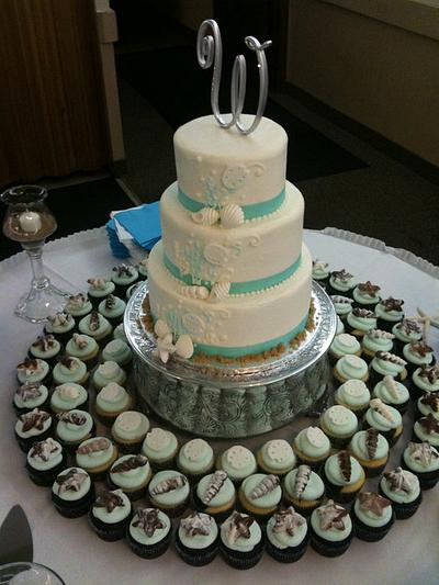 A Beach Themed Wedding - Cake by Laura