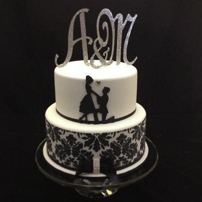 Proposal Silhouette Engagement Cake - Cake by cjsweettreats