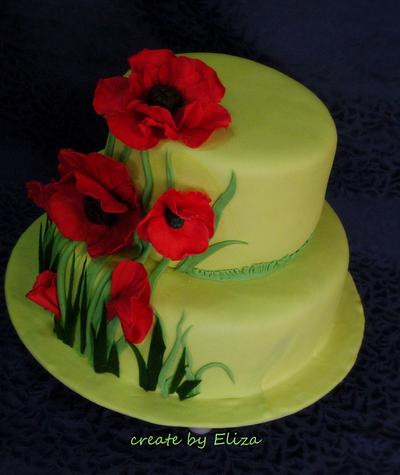 Birthday cake with poppies :) - Cake by Eliza