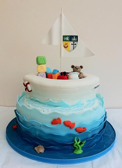 'Going Overseas' Christening Cake - Cake by flossycockles