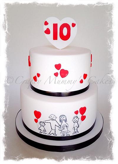 Wedding Anniversary with family sketch! - Cake by CraftyMummysCakes (Tracy-Anne)