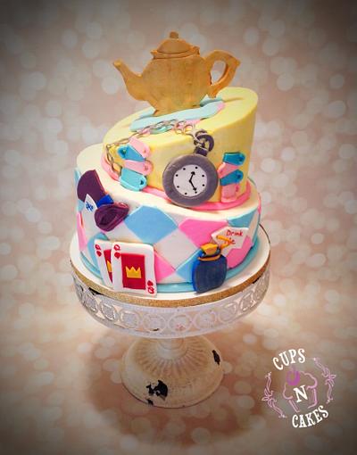 Alice in Wonderland Baby Shower - Cake by Cups-N-Cakes 
