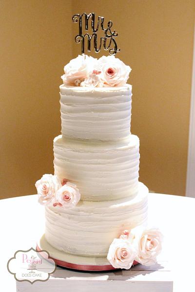 Rustic Wedding Cake with Sugar Roses - Cake by Peggy Does Cake
