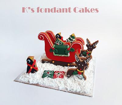 3d Sleigh Cookie set - Cake by K's fondant Cakes