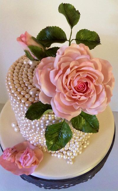 Pink Roses and Pearls Baby Shower - Cake by Carla Jo