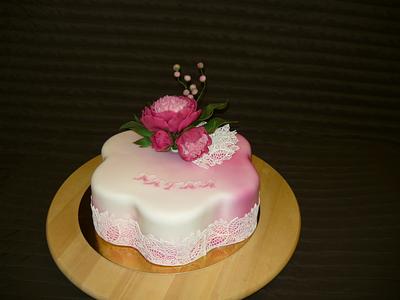 Cake with peony - Cake by irenap