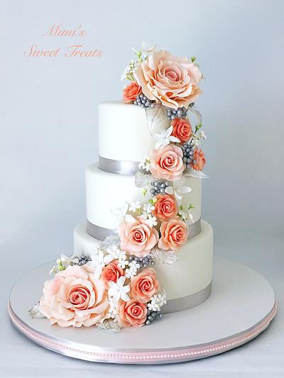 Cascading Flowers Wedding Cake - Cake by MimisSweetTreats