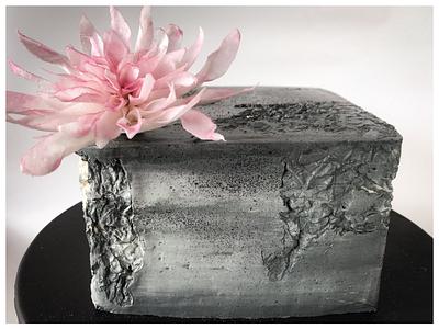 Concrete Buttercream Cake with Delicate Wafer flower - Cake by Homebaker