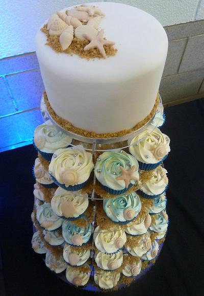 Shells Wedding Top Cake and Cupcakes  - Cake by Sian