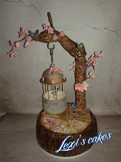 hanging bird cagr cake  - Cake by alexialakki