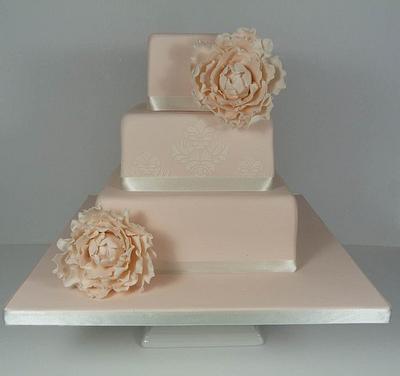 Peony wedding cake - Cake by Little Miss Fairy Cake