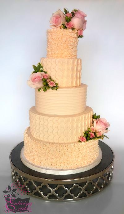 Textured Buttercream Wedding - Cake by Enticing Cakes Inc.