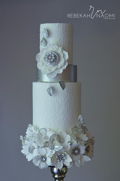 White and Silver Bouquet Wedding Cake - Cake by Rebekah Naomi Cake Design