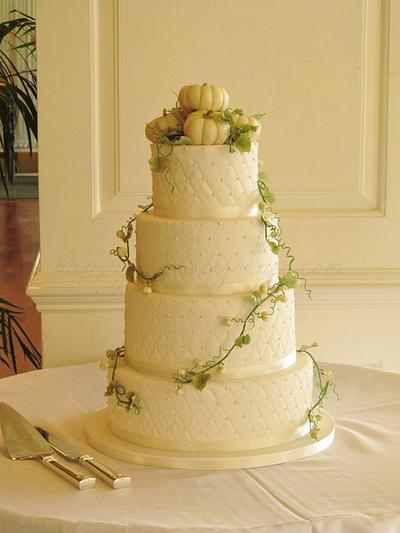 White Pumpkin Fall Wedding Cake - Cake by Renee