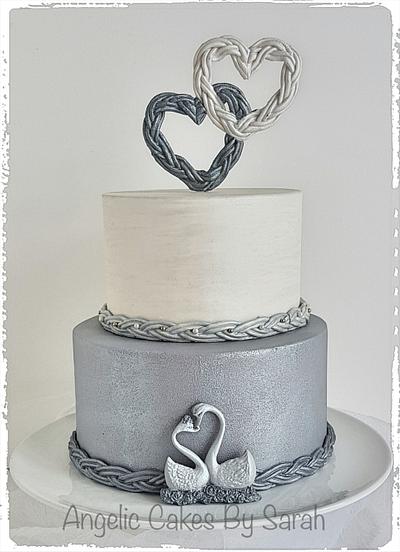 Small Silver Wedding Cake Trio 3 - Cake by Angelic Cakes By Sarah