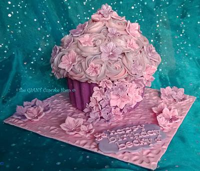Giant cupcake - lilac and pink - Cake by Amelia Rose Cake Studio