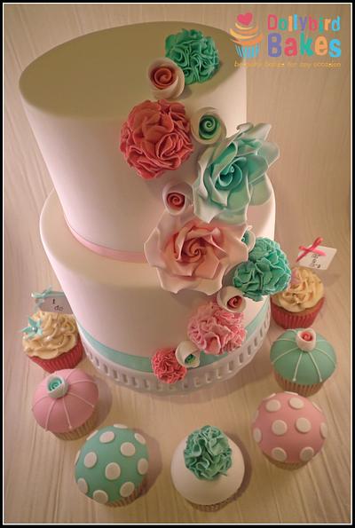 Rose & Pom Pom wedding cake - Cake by Dollybird Bakes