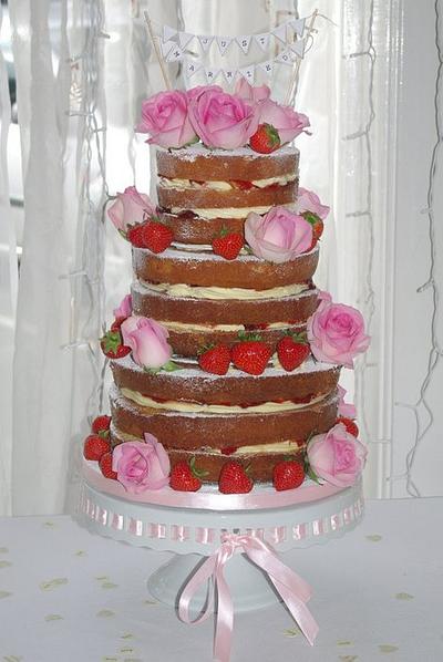 Naked Wedding Cake with Strawberries - Cake by Rachel Capstick
