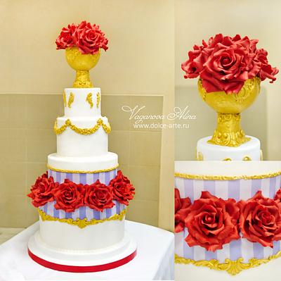wedding cake with red roses - Cake by Alina Vaganova