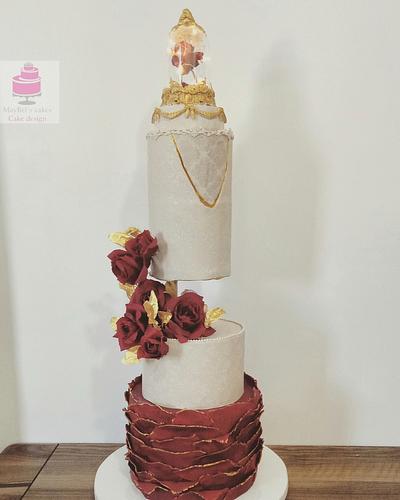 Gravity defying wedding cake  - Cake by MayBel's cakes