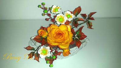Golden Autumn sugar flowers decoration - Cake by Benny's cakes