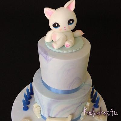Blue marble cute cat cake - Cake by Jen C