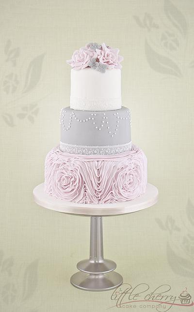 Pink Ruffle Wedding Cake - Cake by Little Cherry