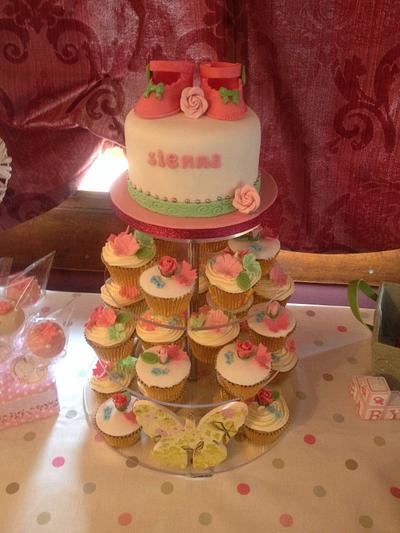 Christening cake and cupcakes - Cake by Naughty bites
