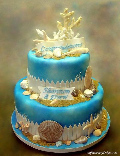 Seashore Themed Engagement Cake - Cake by Pam H.