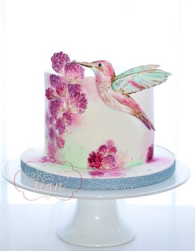Humming Bird Handpainted cake - Cake by Cakes by Sian