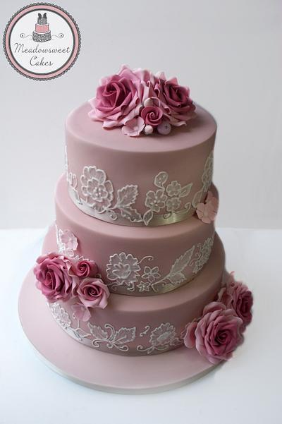 Embroidery lace cake - Cake by Meadowsweet Cakes