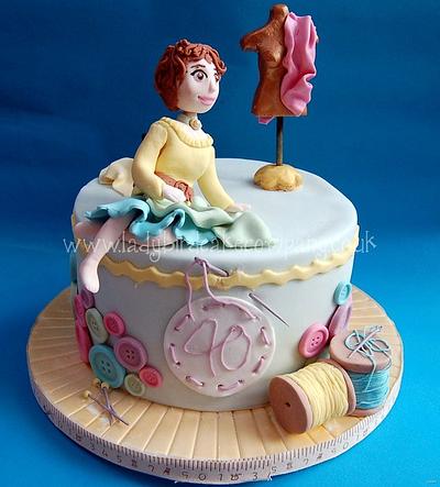 Sewing themed fortieth birthday cake - Cake by Liz, Ladybird Cake Company