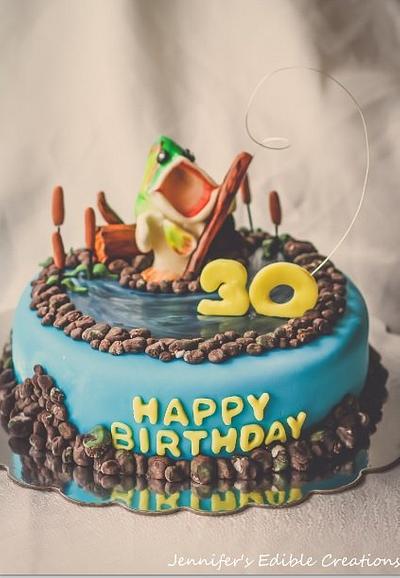 30th Birthday Cake for a Bass Fisherman - Cake by Jennifer's Edible Creations