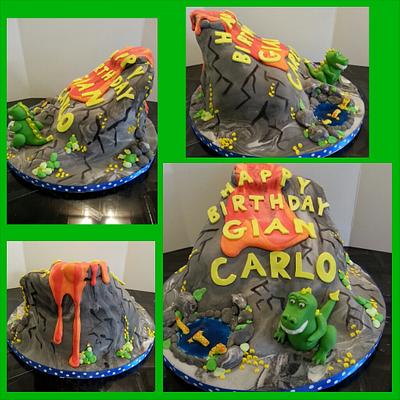 Volcano and T Rex cake - Cake by Lauren Smith