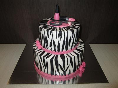 Makeup and Zebra Print Cake - Cake by sansil (Silviya Mihailova)